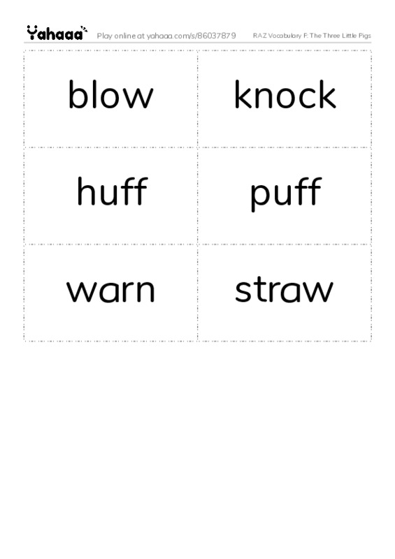 RAZ Vocabulary F: The Three Little Pigs PDF two columns flashcards
