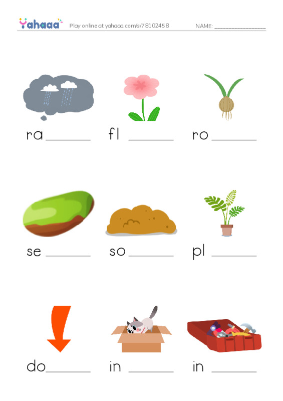 RAZ Vocabulary G: A Seed Grows1 PDF worksheet to fill in words gaps