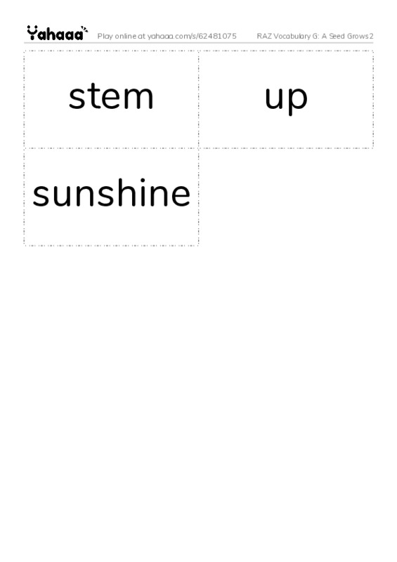 RAZ Vocabulary G: A Seed Grows2 PDF two columns flashcards