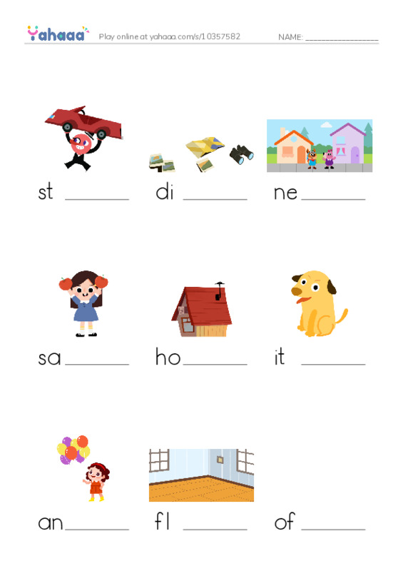 RAZ Vocabulary G: All Kinds of Homes PDF worksheet to fill in words gaps