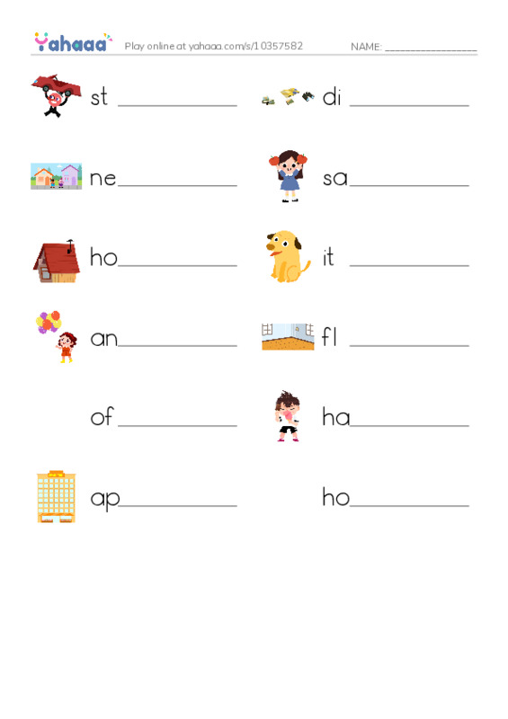 RAZ Vocabulary G: All Kinds of Homes PDF worksheet writing row