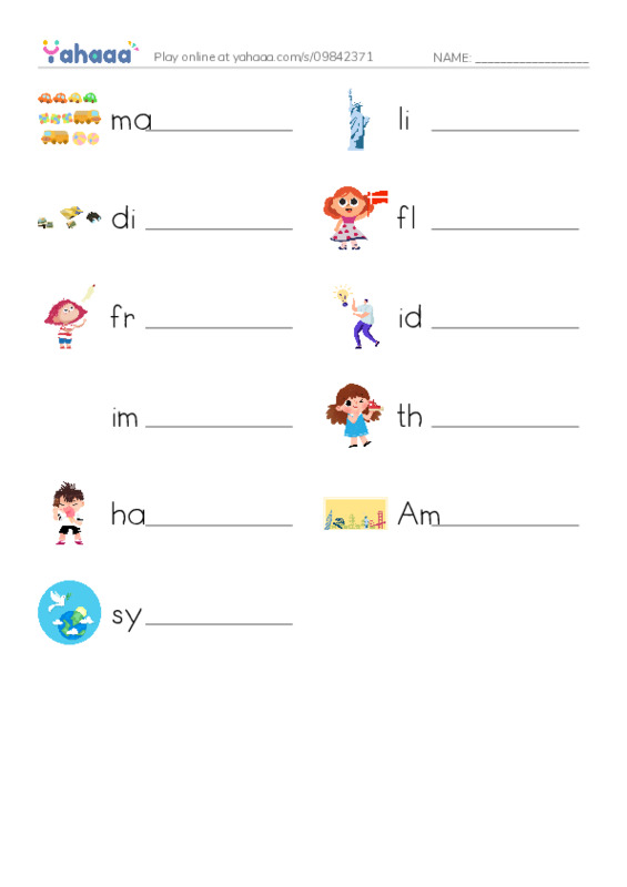RAZ Vocabulary G: American Symbols PDF worksheet writing row