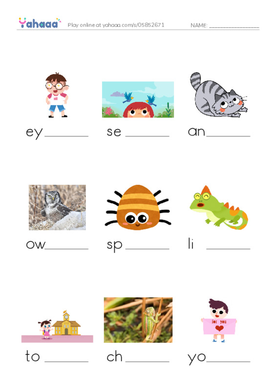 RAZ Vocabulary G: Animal Eyes PDF worksheet to fill in words gaps
