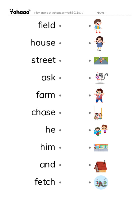 RAZ Vocabulary G: Billy Gets Lost PDF link match words worksheet