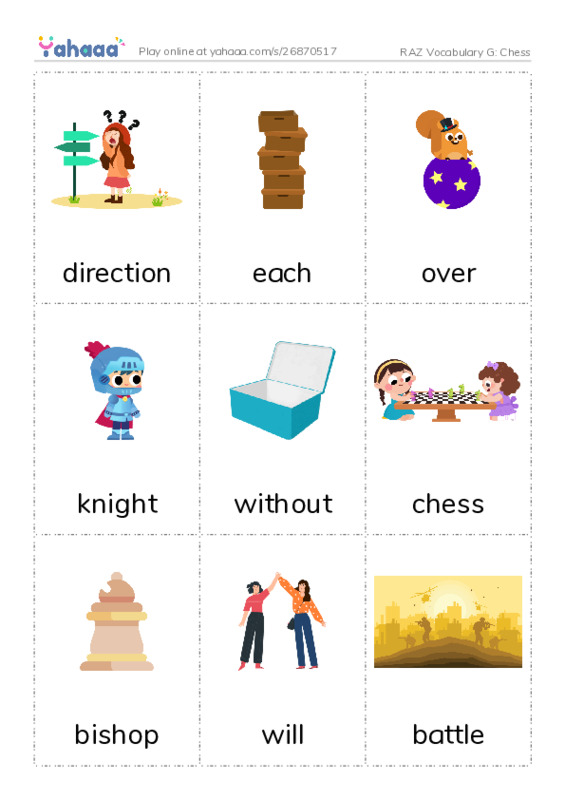 RAZ Vocabulary G: Chess PDF flaschards with images