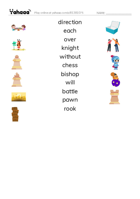 RAZ Vocabulary G: Chess PDF three columns match words