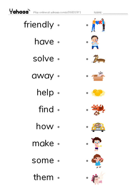 RAZ Vocabulary G: Dogs at Work1 PDF link match words worksheet