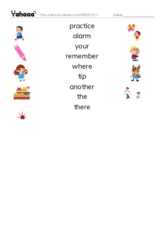 RAZ Vocabulary G: Fire Safety PDF three columns match words