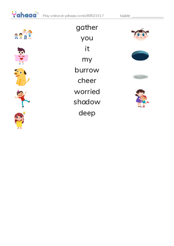 RAZ Vocabulary G: Groundhog Goes Outside PDF three columns match words