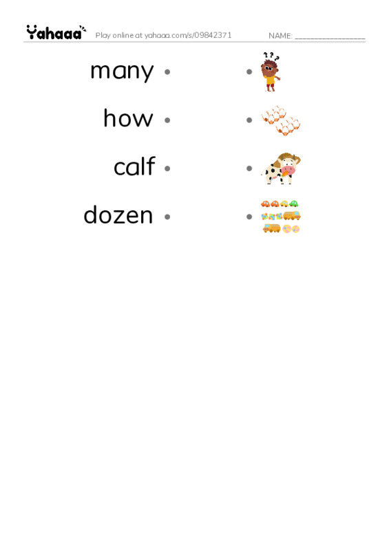 RAZ Vocabulary G: How Many Rhymes PDF link match words worksheet