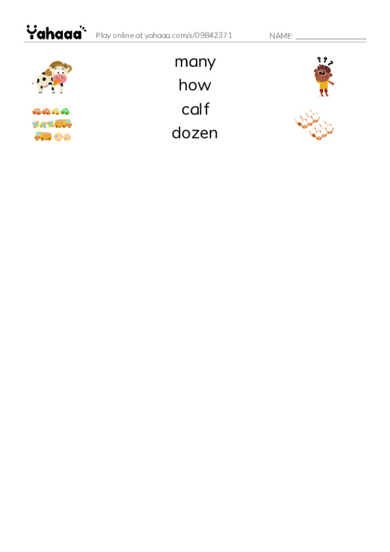 RAZ Vocabulary G: How Many Rhymes PDF three columns match words