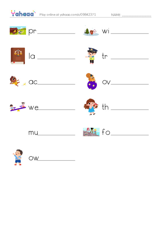 RAZ Vocabulary G: Laws for Kids PDF worksheet writing row