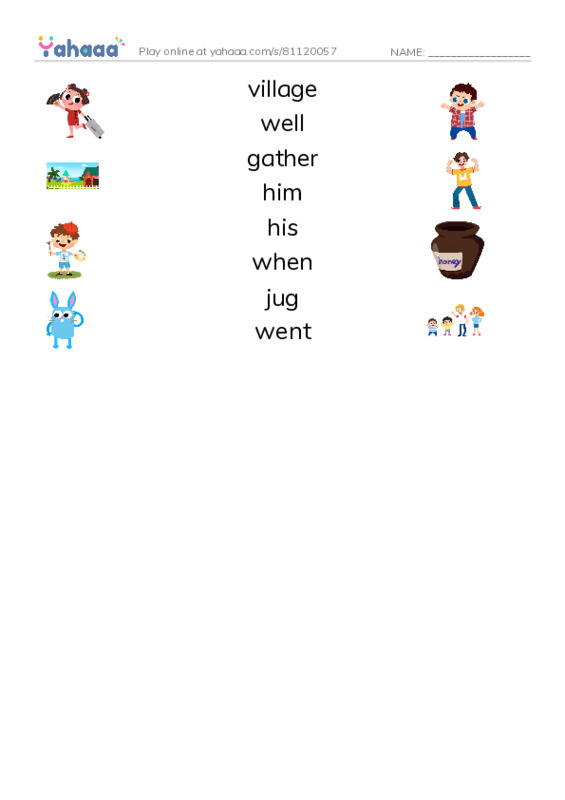 RAZ Vocabulary G: Pedros Burro PDF three columns match words