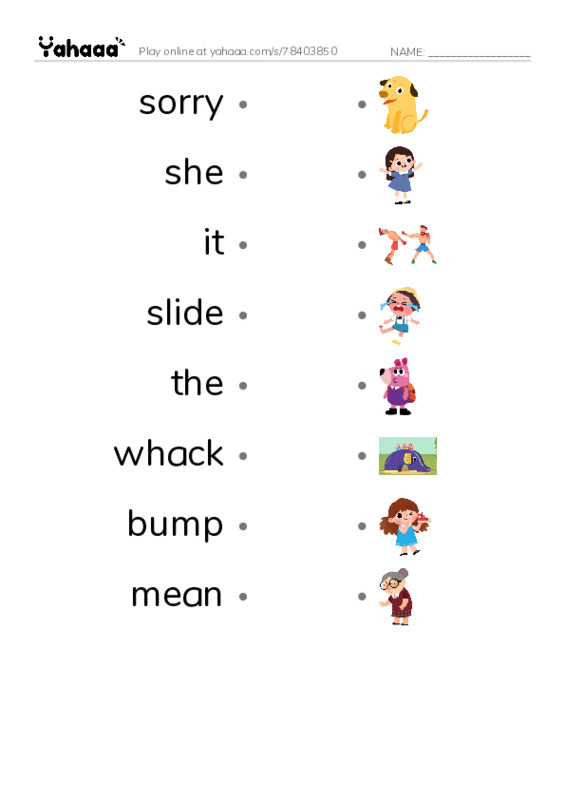 RAZ Vocabulary G: Penny the Rude Penguin PDF link match words worksheet
