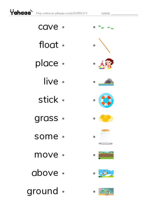 RAZ Vocabulary G: Places People Live1 PDF link match words worksheet