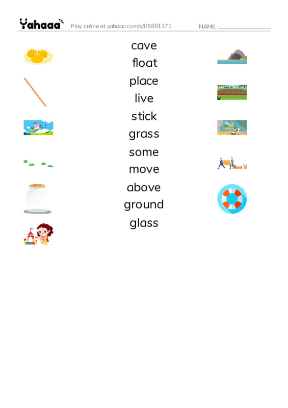 RAZ Vocabulary G: Places People Live1 PDF three columns match words