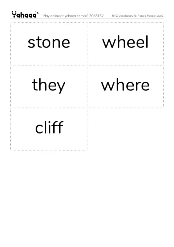 RAZ Vocabulary G: Places People Live2 PDF two columns flashcards