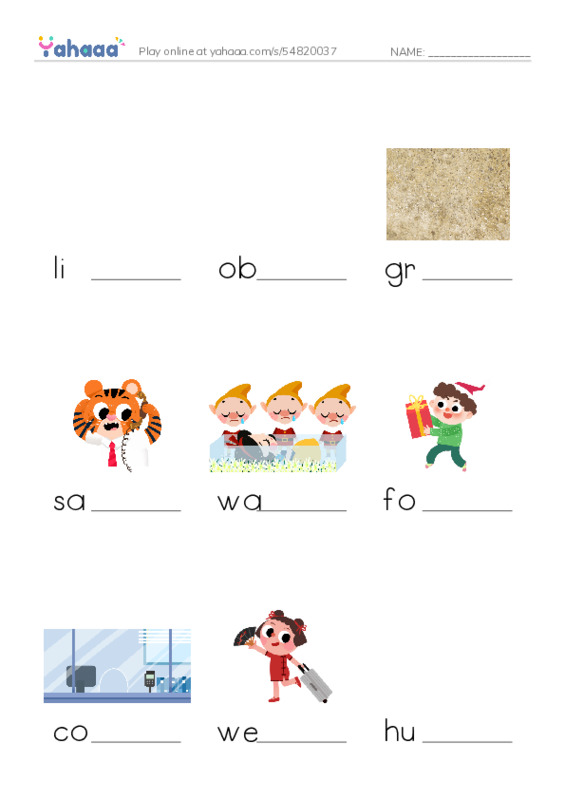RAZ Vocabulary G: Rock Hunting PDF worksheet to fill in words gaps