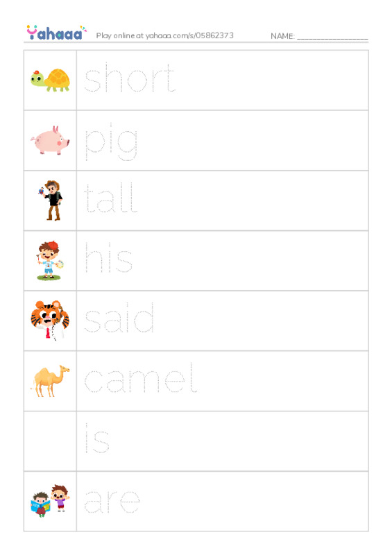 RAZ Vocabulary G: The Camel and the Pig PDF one column image words