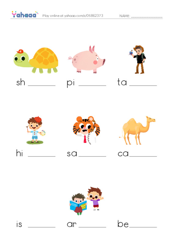 RAZ Vocabulary G: The Camel and the Pig PDF worksheet to fill in words gaps