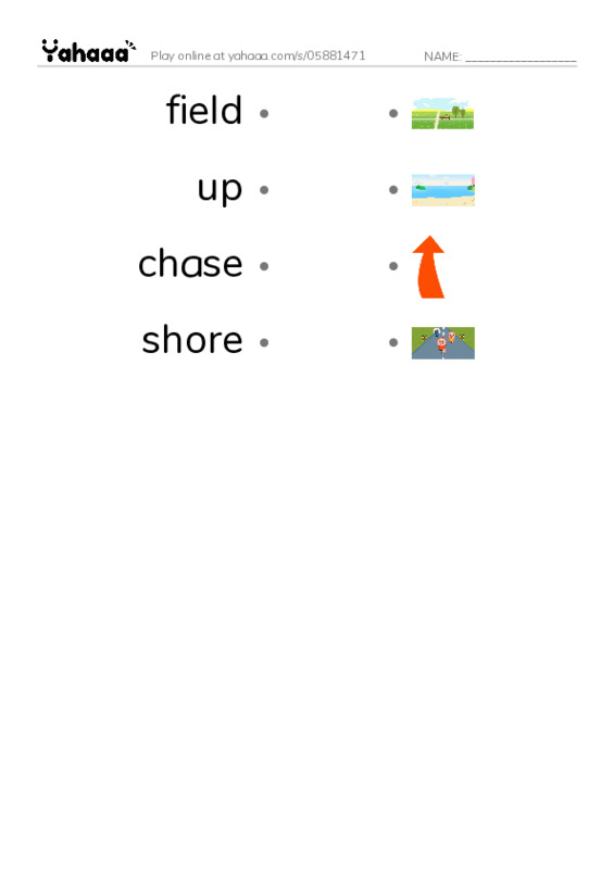 RAZ Vocabulary G: The Chase PDF link match words worksheet