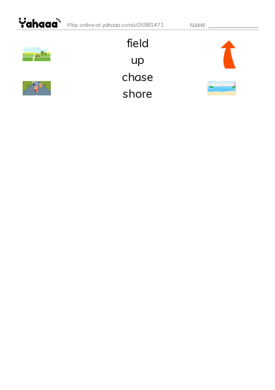 RAZ Vocabulary G: The Chase PDF three columns match words