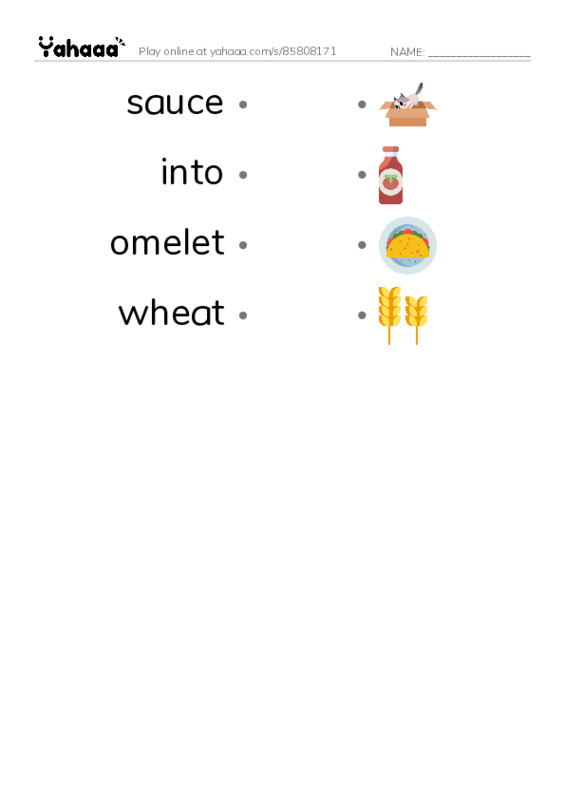 RAZ Vocabulary G: The Food We Eat2 PDF link match words worksheet