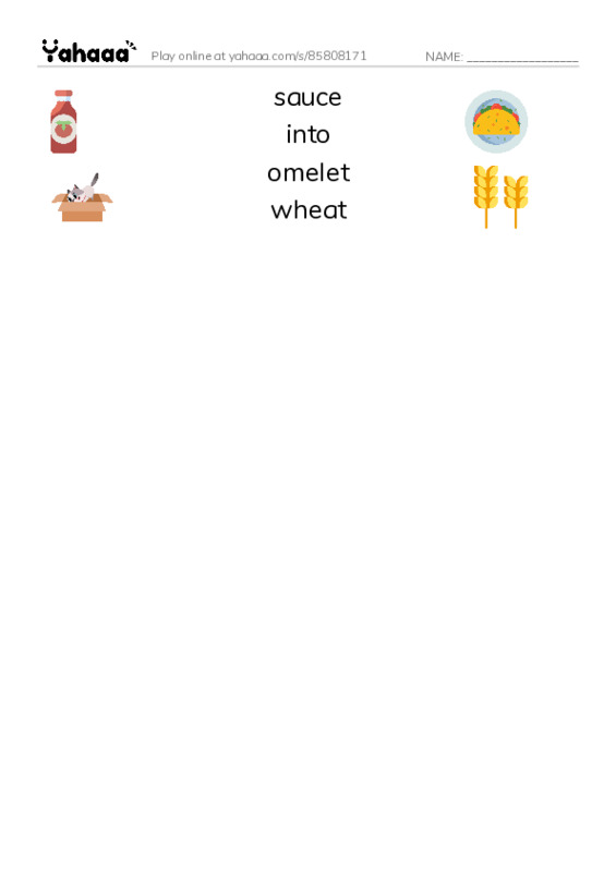 RAZ Vocabulary G: The Food We Eat2 PDF three columns match words