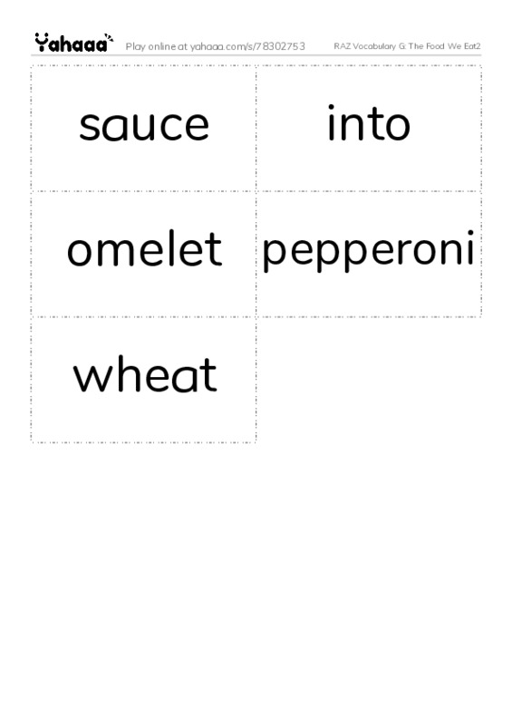 RAZ Vocabulary G: The Food We Eat2 PDF two columns flashcards