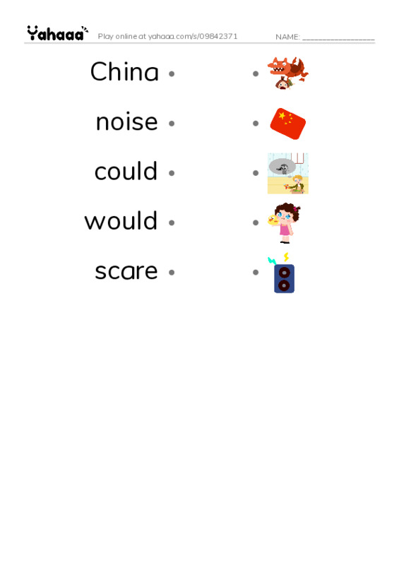 RAZ Vocabulary G: The Legend of Nian PDF link match words worksheet