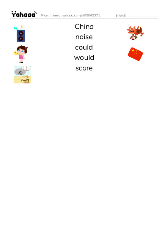 RAZ Vocabulary G: The Legend of Nian PDF three columns match words