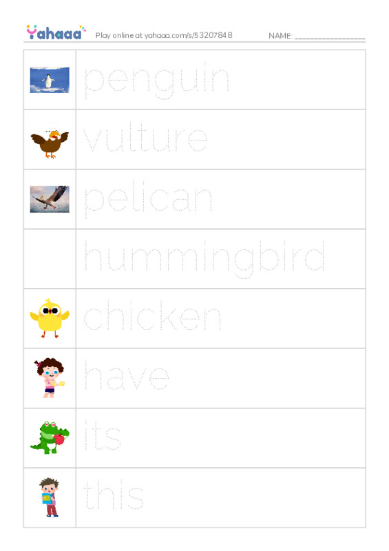 RAZ Vocabulary G: This Is a Bird PDF one column image words