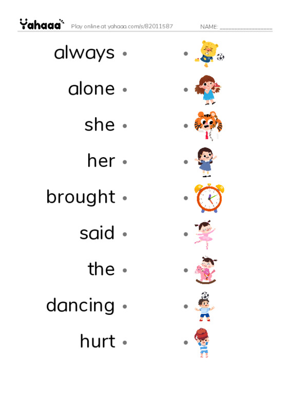 RAZ Vocabulary H: Anna and the Dancing Goose PDF link match words worksheet