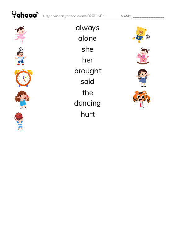 RAZ Vocabulary H: Anna and the Dancing Goose PDF three columns match words