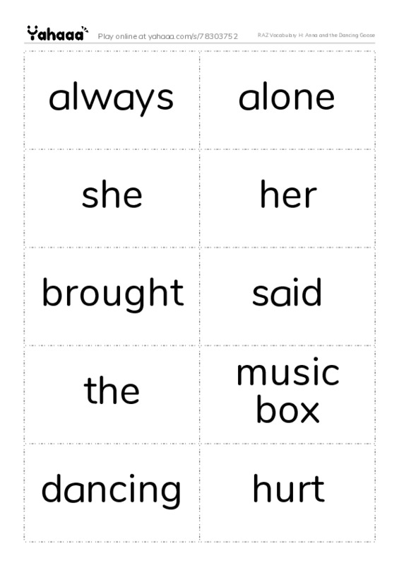 RAZ Vocabulary H: Anna and the Dancing Goose PDF two columns flashcards