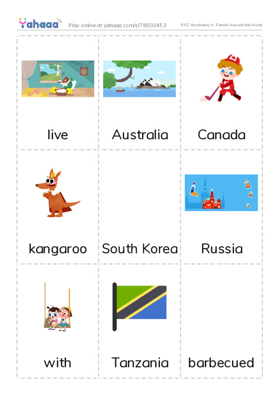 RAZ Vocabulary H: Friends Around the World PDF flaschards with images