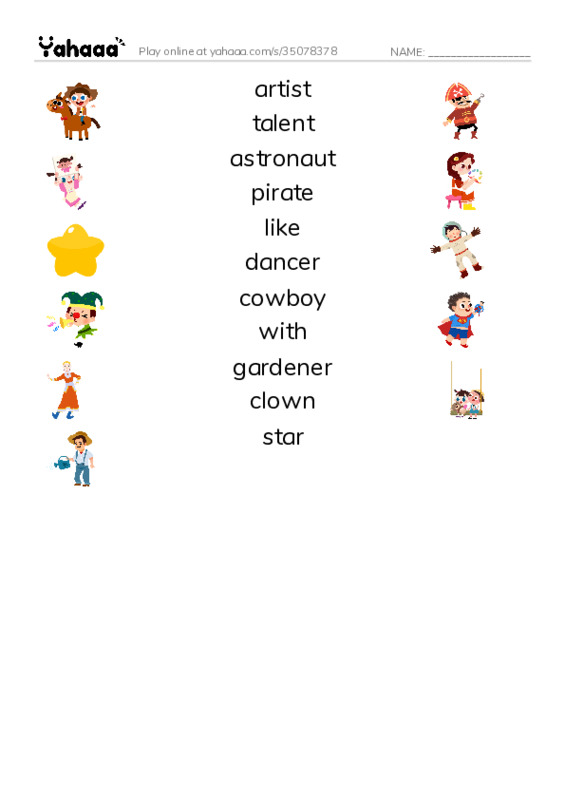 RAZ Vocabulary H: Id Like to Be PDF three columns match words