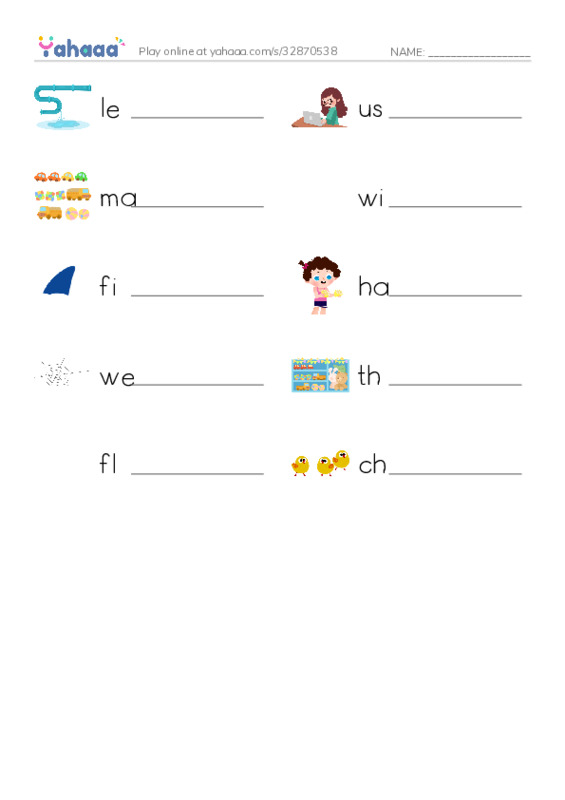 RAZ Vocabulary H: Legs Wings Fins and Flippers PDF worksheet writing row