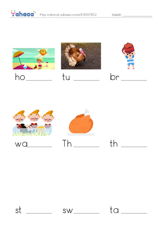 RAZ Vocabulary H: Marias Thanksgiving2 PDF worksheet to fill in words gaps