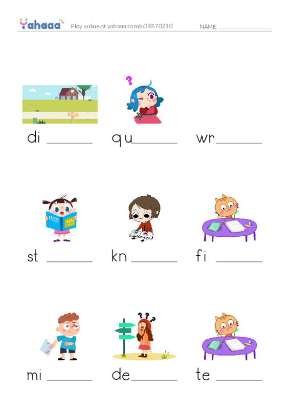 RAZ Vocabulary H: Math Test MixUp PDF worksheet to fill in words gaps