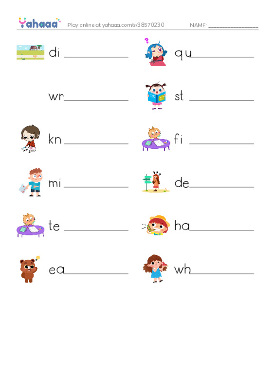 RAZ Vocabulary H: Math Test MixUp PDF worksheet writing row