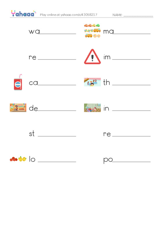 RAZ Vocabulary H: Pocket Parks PDF worksheet writing row