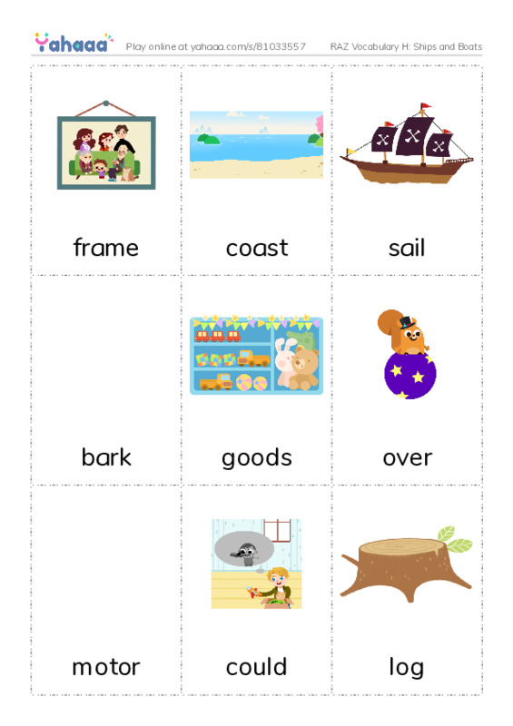 RAZ Vocabulary H: Ships and Boats PDF flaschards with images