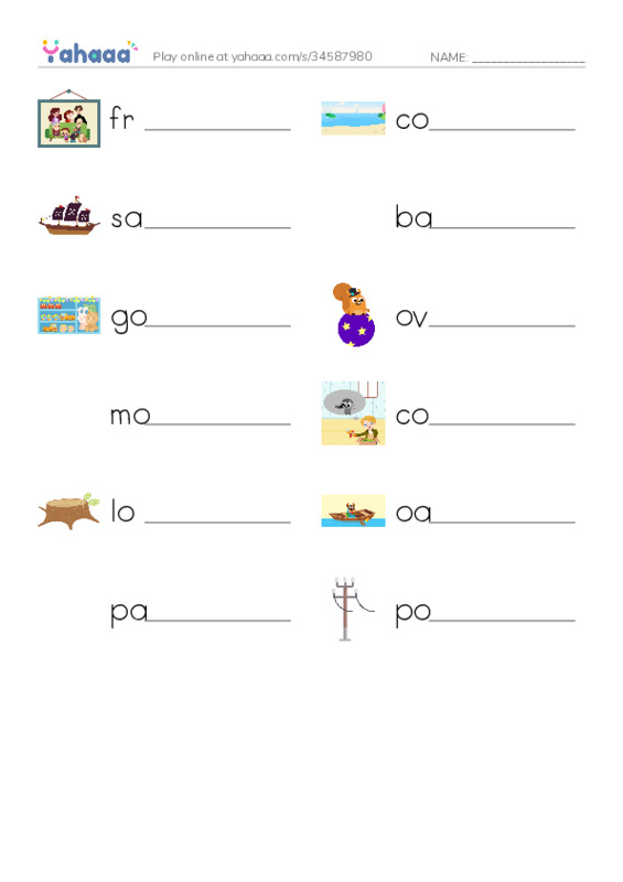 RAZ Vocabulary H: Ships and Boats PDF worksheet writing row