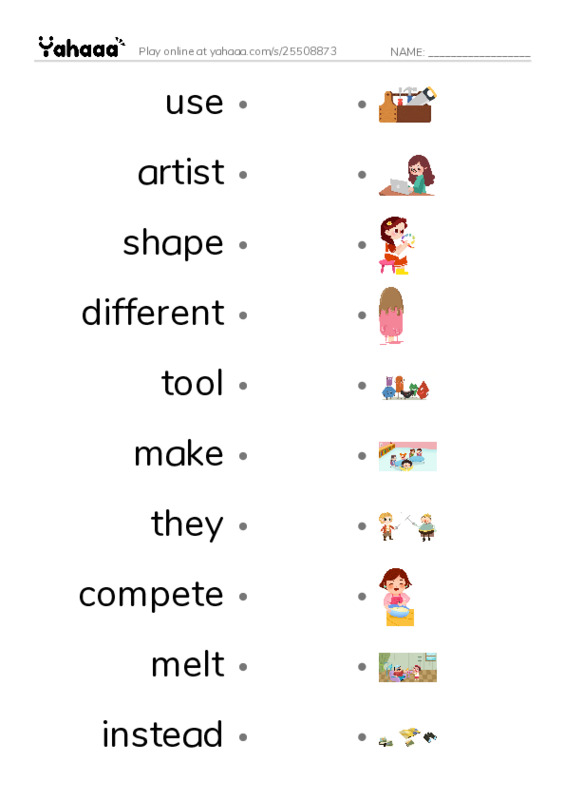 RAZ Vocabulary H: Statues in the Ice PDF link match words worksheet