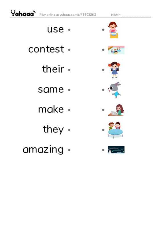 RAZ Vocabulary H: Statues in the Sand PDF link match words worksheet