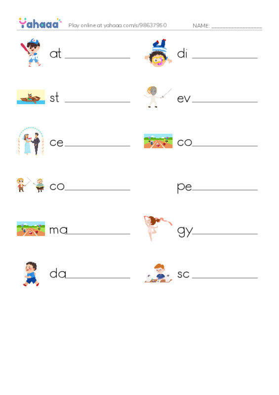 RAZ Vocabulary H: Summer Olympics Events PDF worksheet writing row