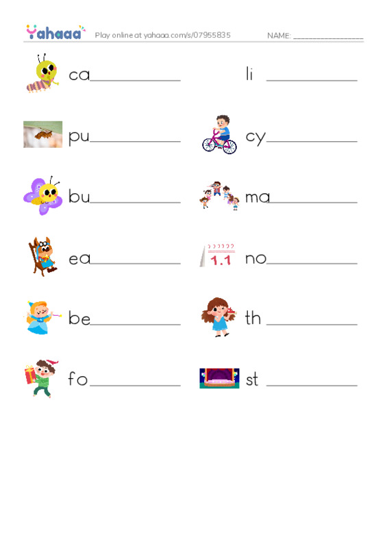 RAZ Vocabulary H: The Butterfly Life Cycle PDF worksheet writing row