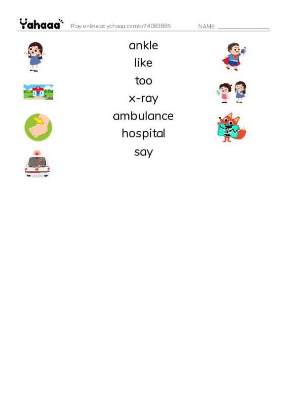 RAZ Vocabulary H: The Day I Needed Help PDF three columns match words