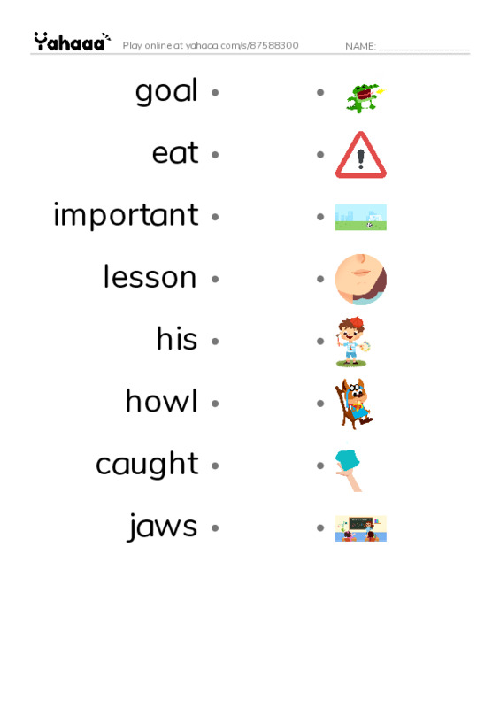 RAZ Vocabulary H: The Goat and the Singing Wolf PDF link match words worksheet